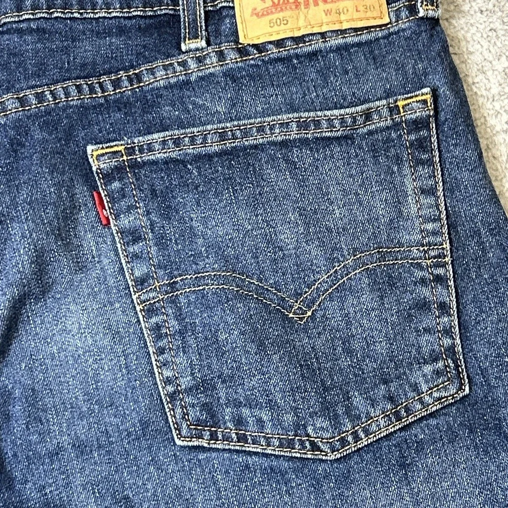 Levi's 505 Regular Fit Straight Jeans Men's Size W 40 X L 30 Blue Denim 5-Pocket